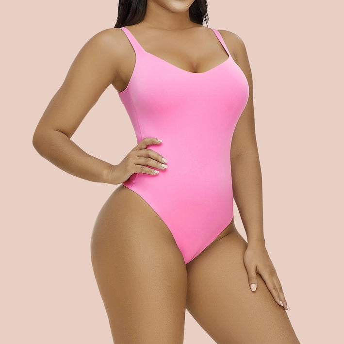 Second-Skin Feel Square Neck Cami Top Thong Bodysuit